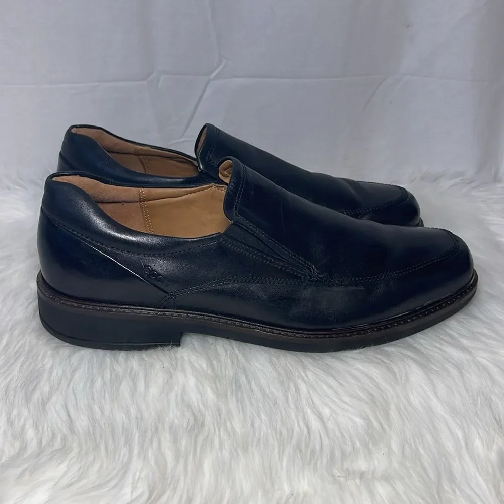 Ecco Smooth Black Leather City‎ Slip-On Loafers Sz 12